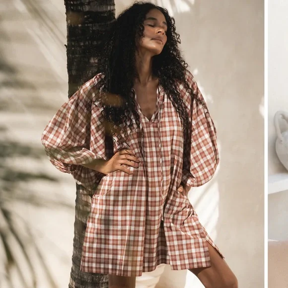 Daughter’s of India Plaid Long Sleeve Dress - Picture 3 of 5